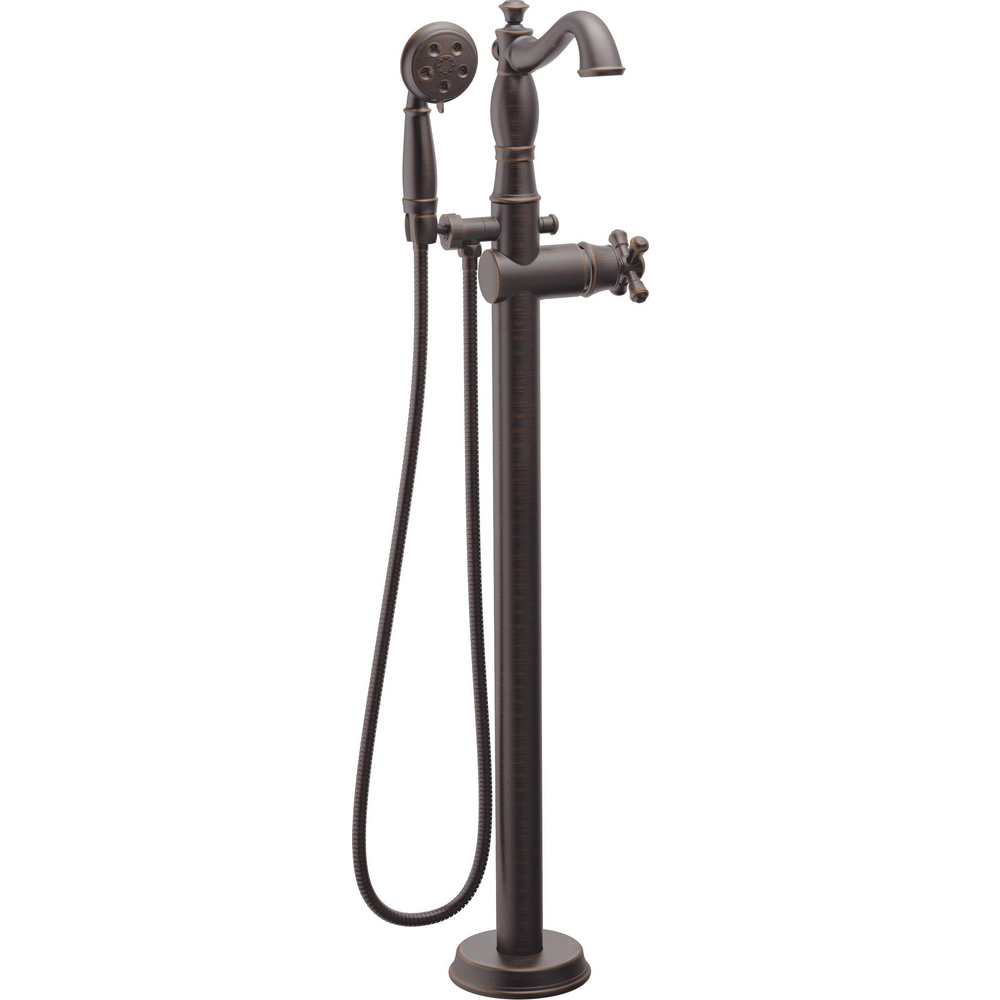 Single Handle Floor Mount Tub Filler Trim with Hand Shower - Less