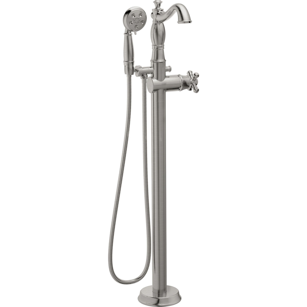 Single Handle Floor Mount Tub Filler Trim with Hand Shower - Less