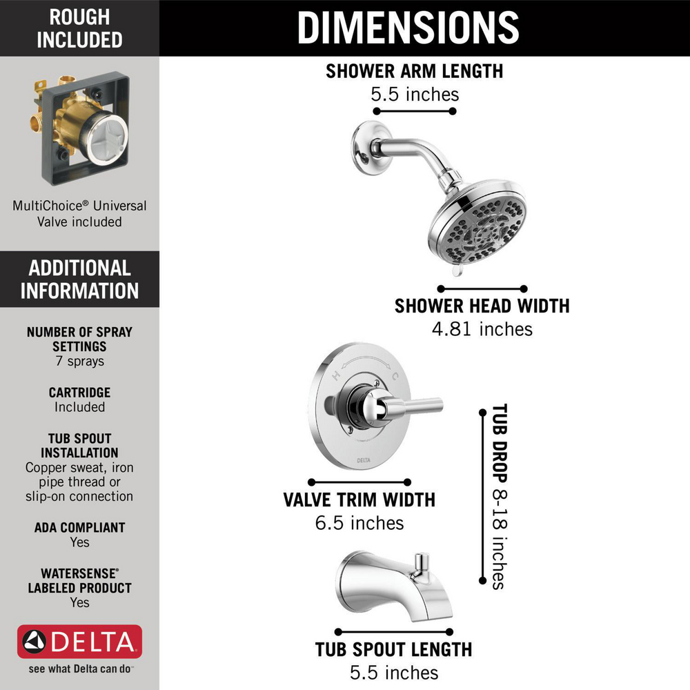 リッサ/A1000-2/A1000-4/A1000-5/A1000-6/ Monitor® 14 Series Tub & Shower Trim in Chrome 144891