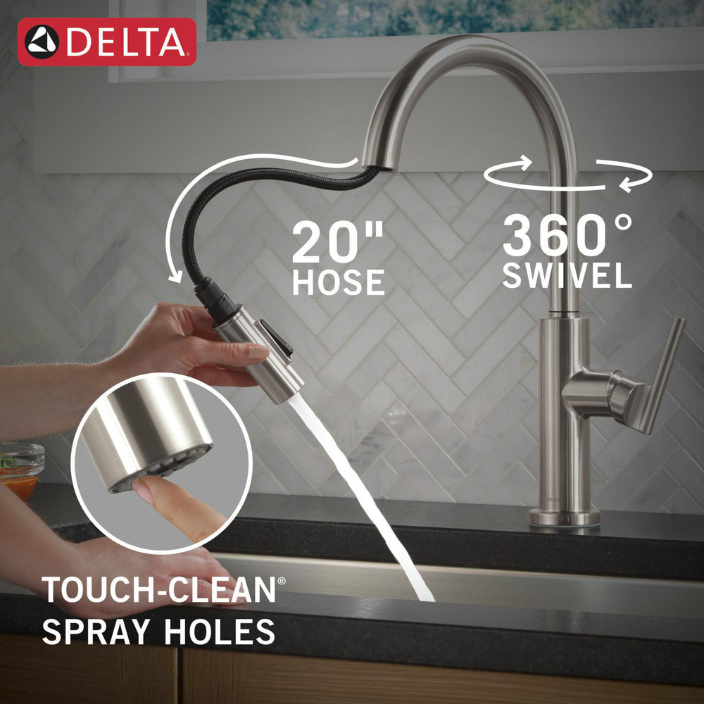 Single Handle Pull-Down Kitchen Faucet 19737LF-SS | Delta Faucet