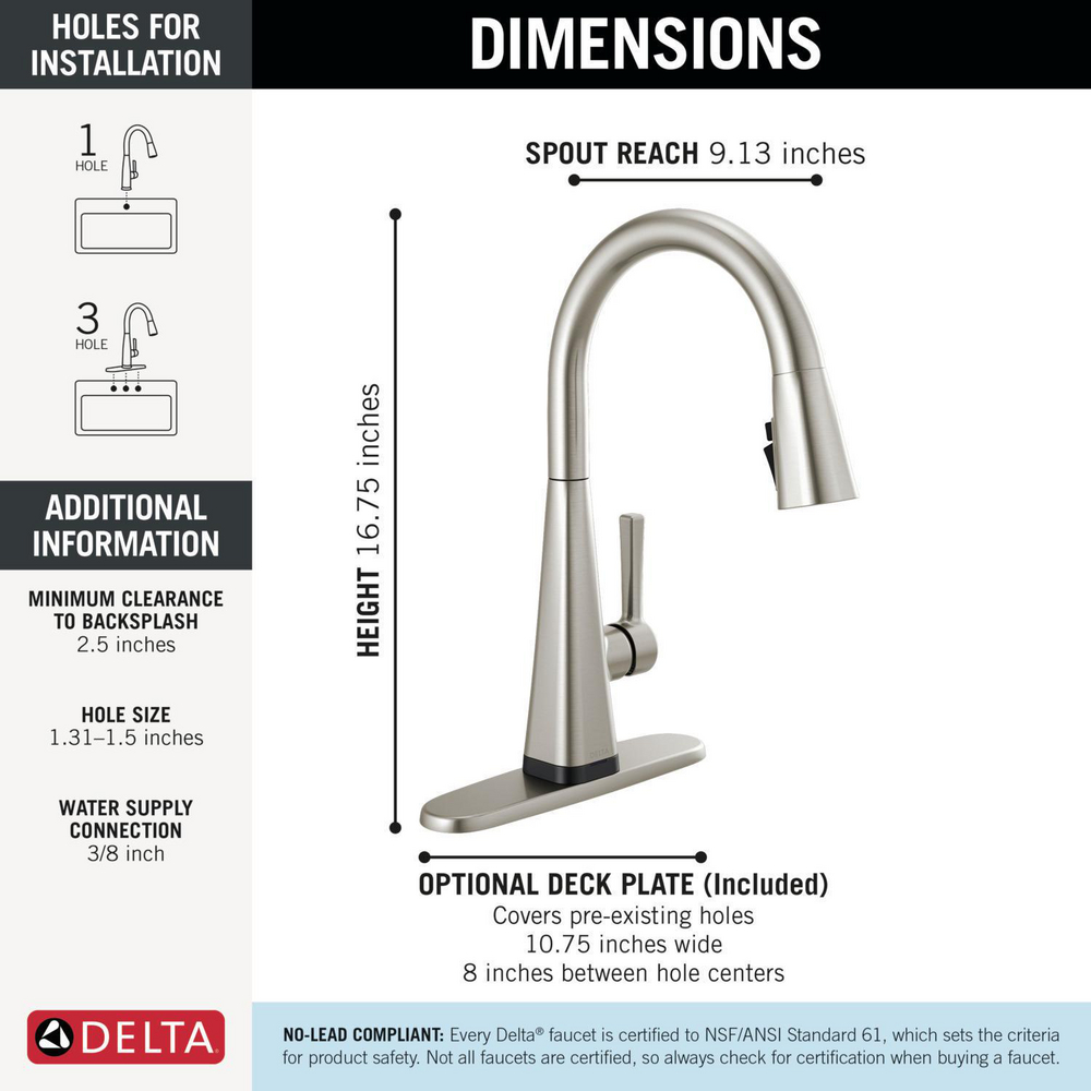 Single-Handle Pull-Down Kitchen Faucet with Touch2O Technology