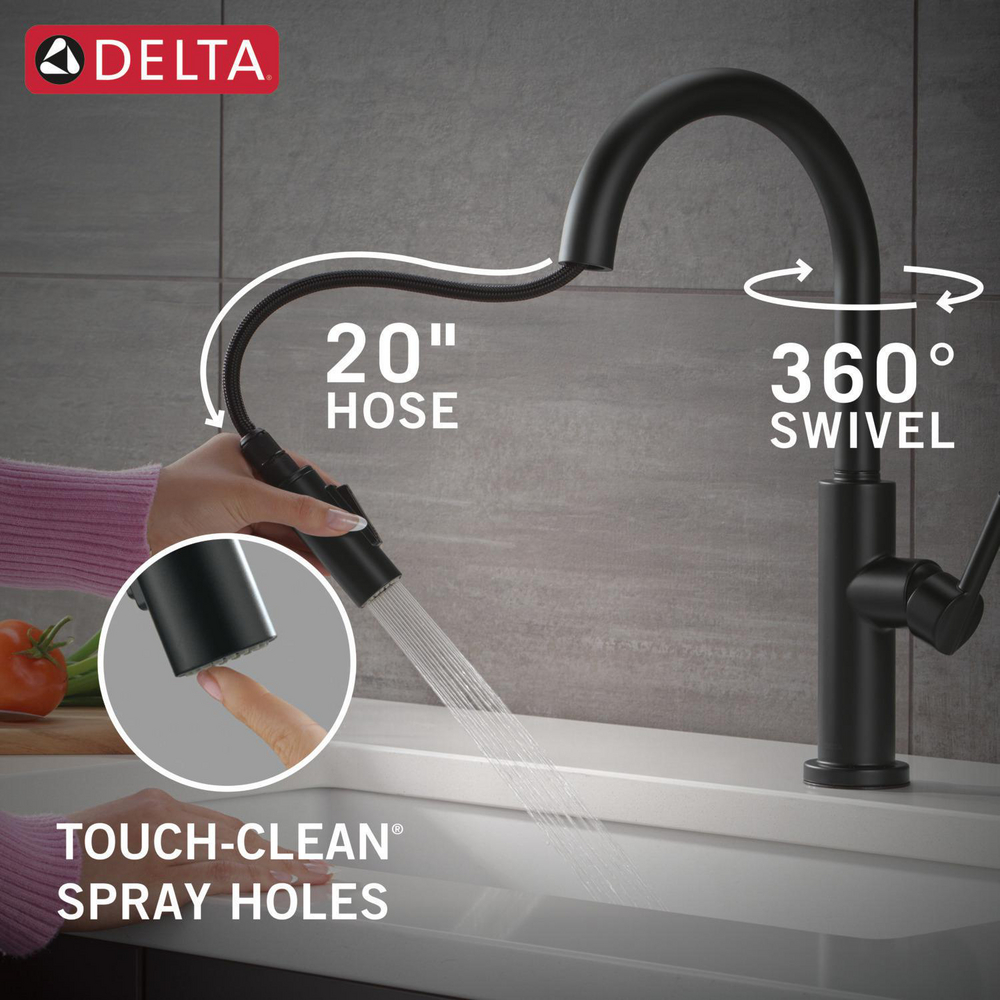 Nicoli J Spout BL 19867LF-BL | Delta Faucet