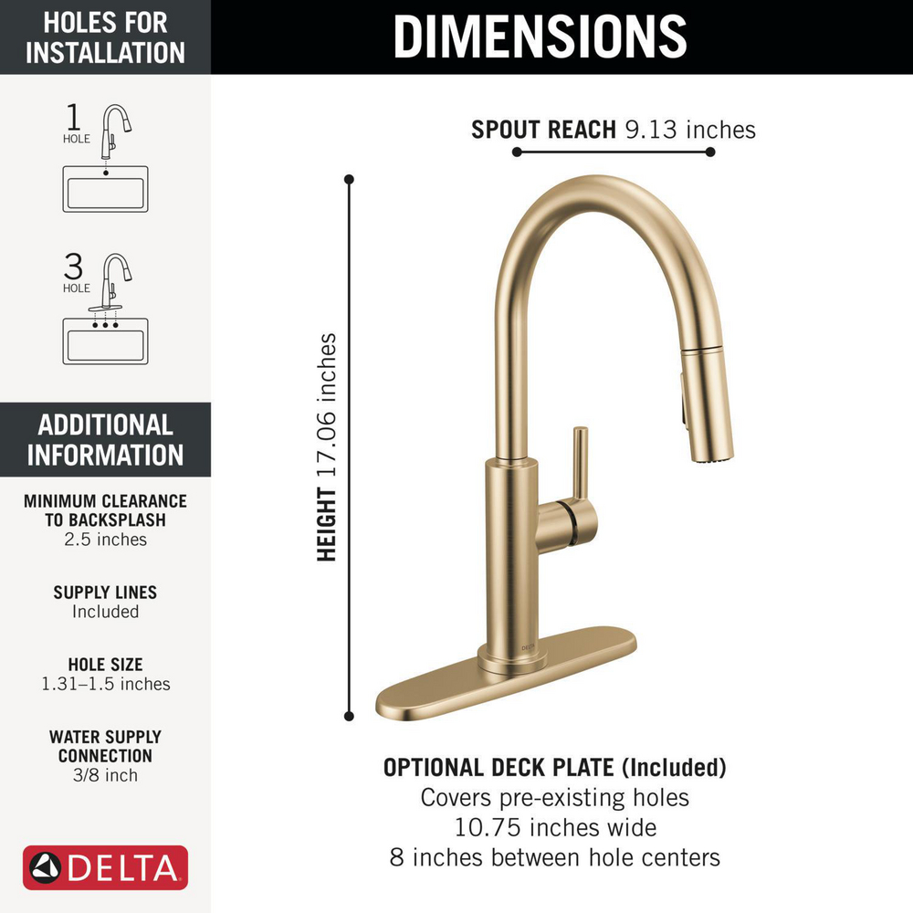 Nicoli J Spout CZ 19867LF-CZ | Delta Faucet