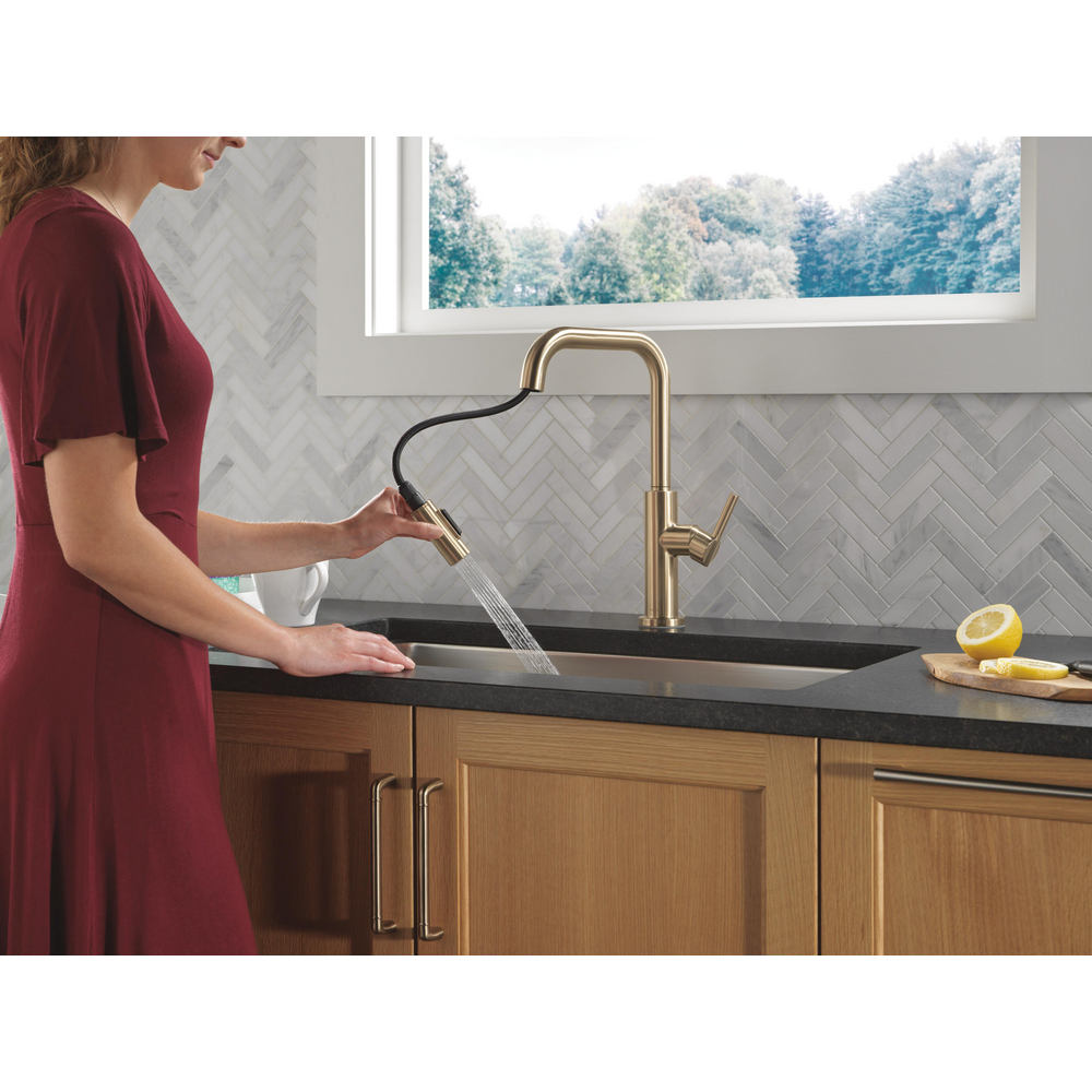 Nicoli Double Bend Spout CZ 19868LF-CZ | Delta Faucet