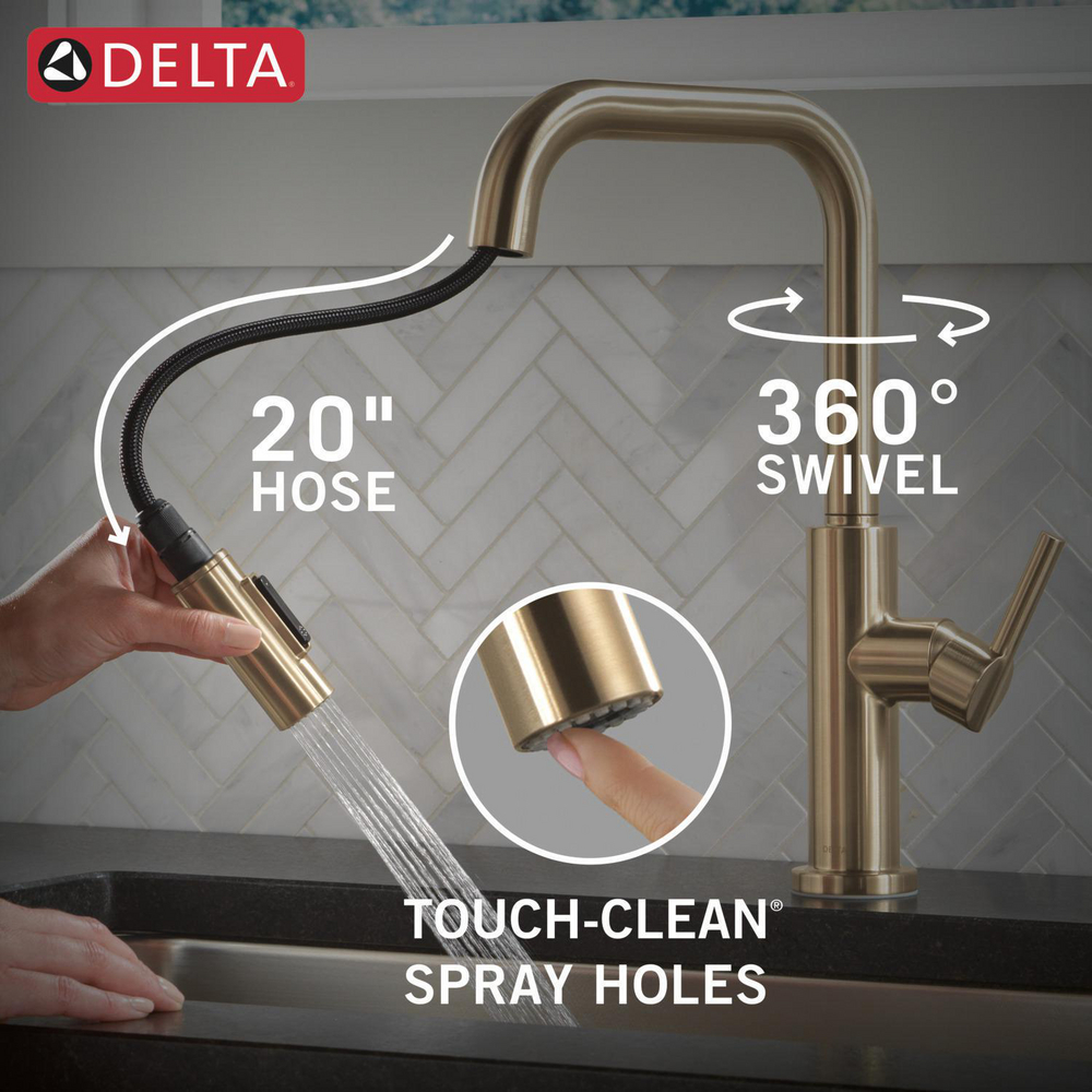 Thefool① Nicoli Double Bend Spout CZ 19868LF-CZ | Delta Faucet
