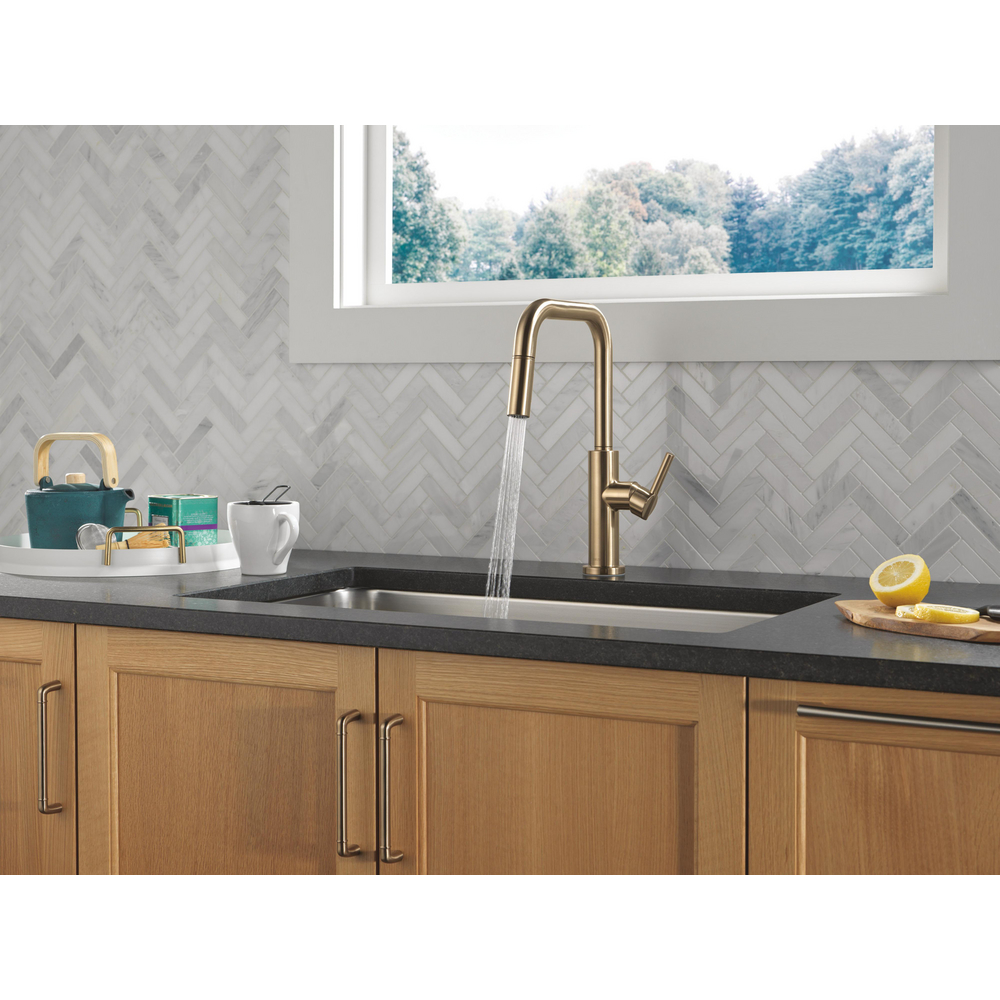 Nicoli Double Bend Spout CZ 19868LF-CZ | Delta Faucet