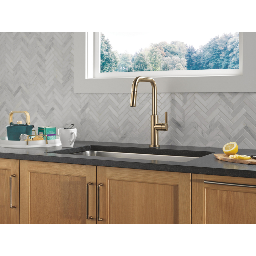 Nicoli Double Bend Spout CZ 19868LF-CZ | Delta Faucet