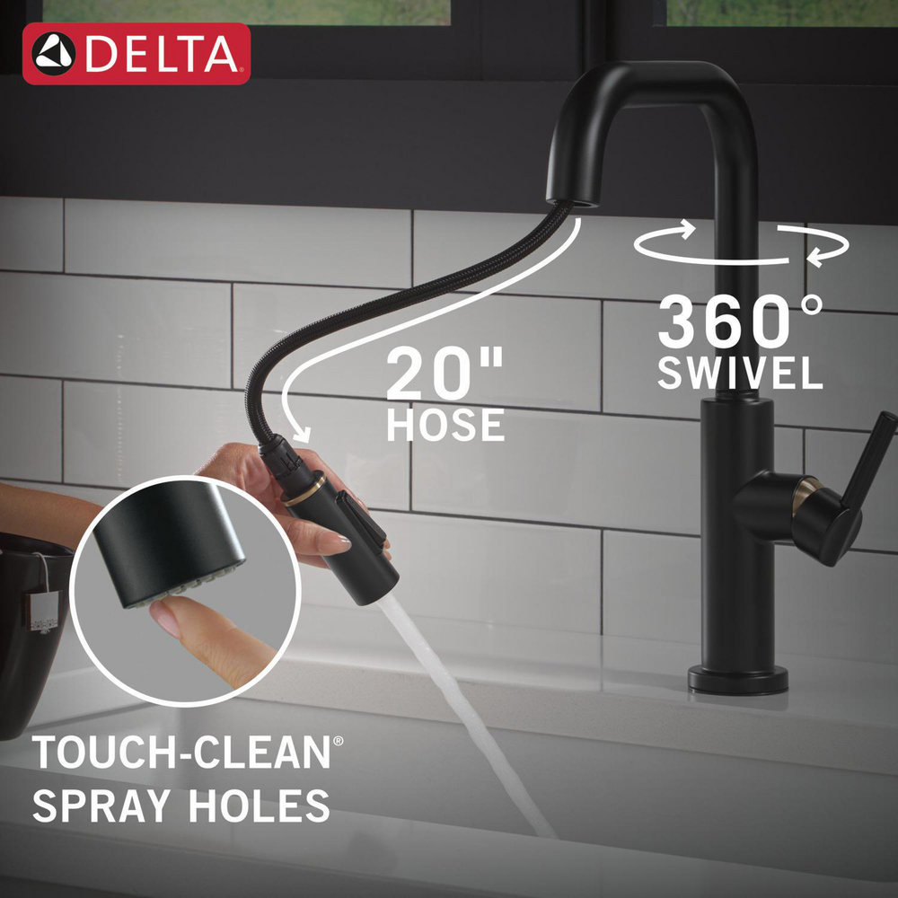 Falkenbach ブラックメタル　BLACKL Nicoli Double Bend Spout BL 19868LF-BL | Delta Faucet