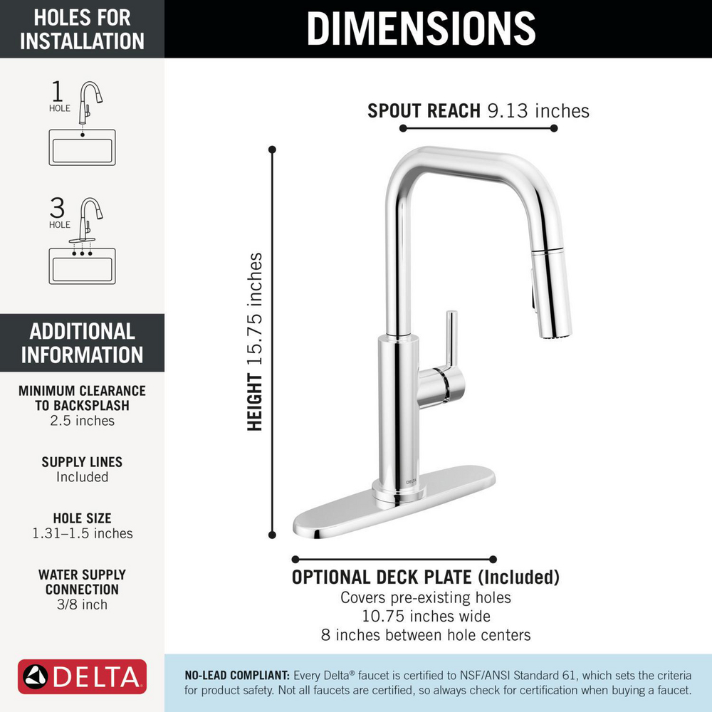 Nicoli Double Bend Spout CH 19868LF | Delta Faucet