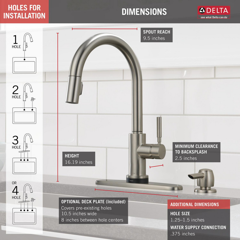 Single Handle Pull Down Kitchen Faucet with Touch2O Technology and