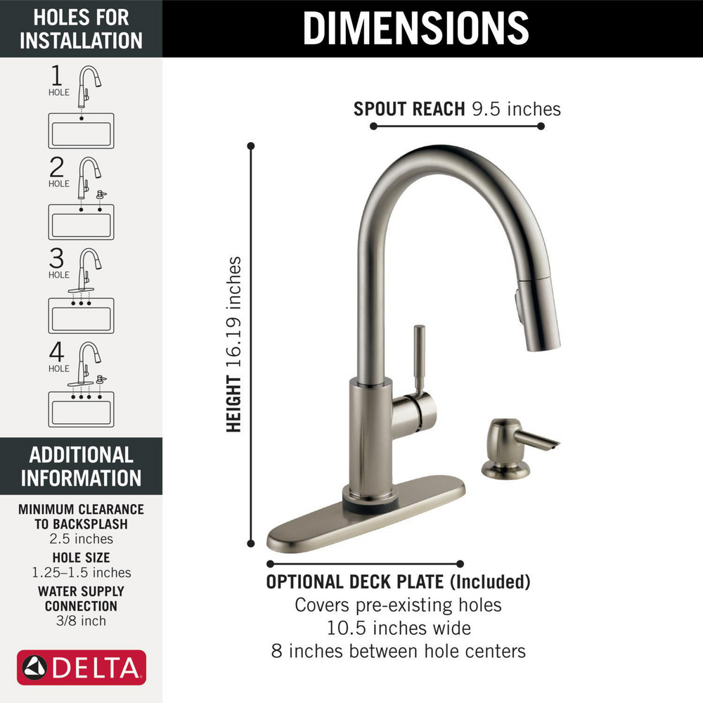 Single Handle Pull Down Kitchen Faucet with Touch2O Technology and