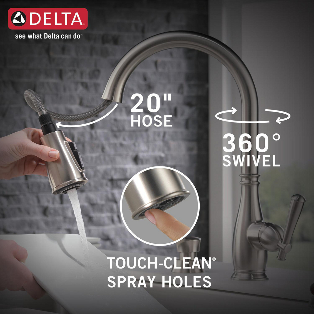 Delta Express ソフビ＋LPセット Single Handle Pull-Down Kitchen Faucet with Soap Dispenser and
