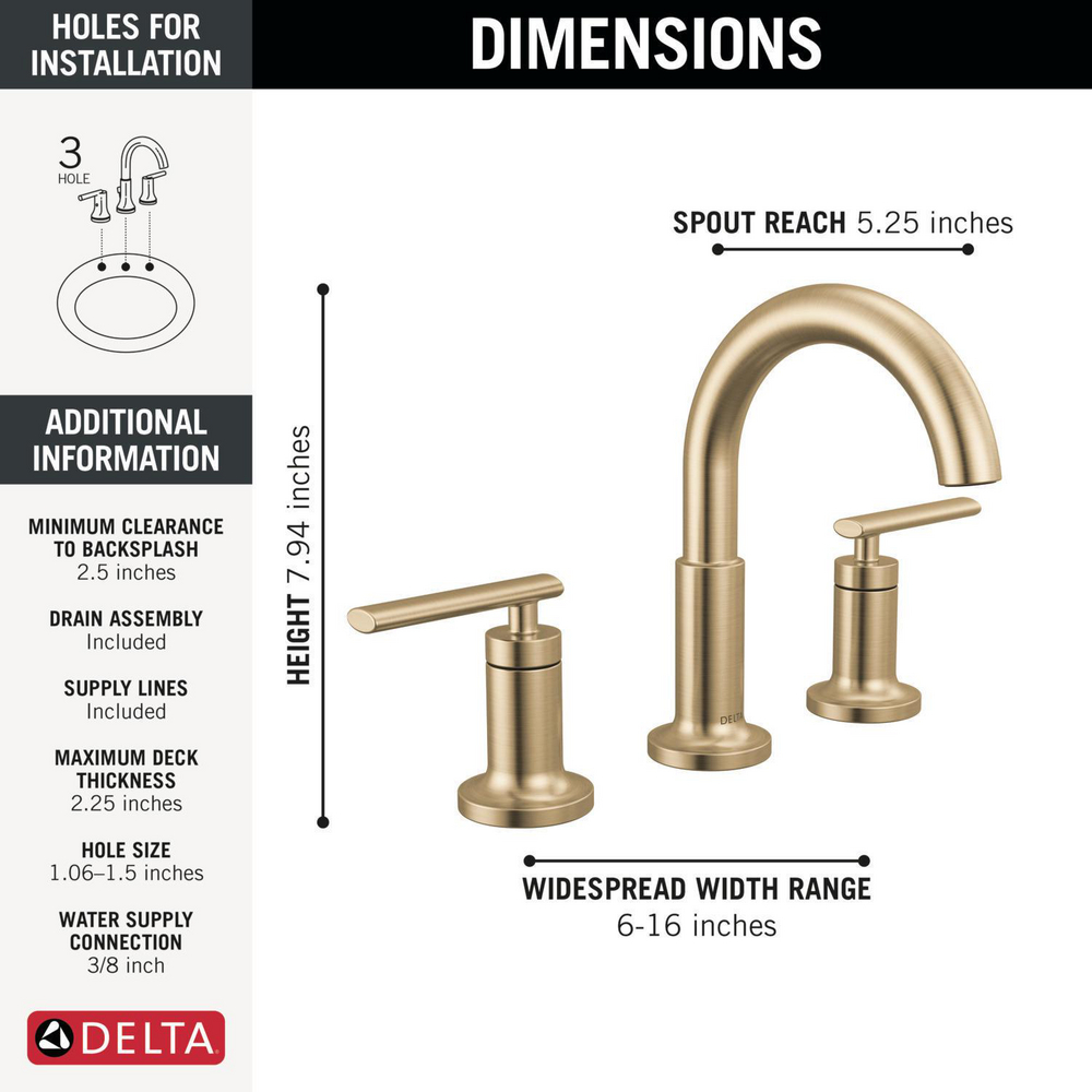 Two Handle Widespread Bathroom Faucet 35442-CZMPU-DST | Delta Faucet