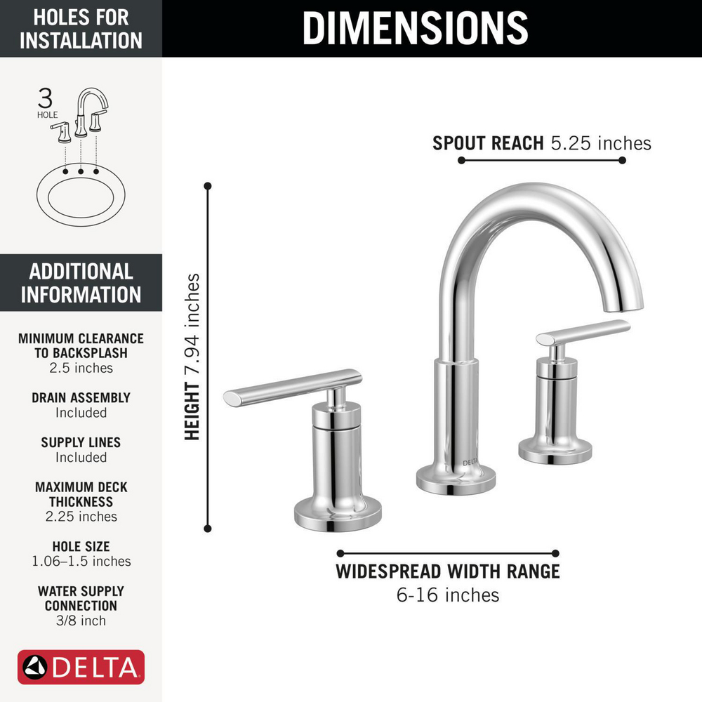 Two Handle Widespread Bathroom Faucet 35442-MPU-DST | Delta Faucet