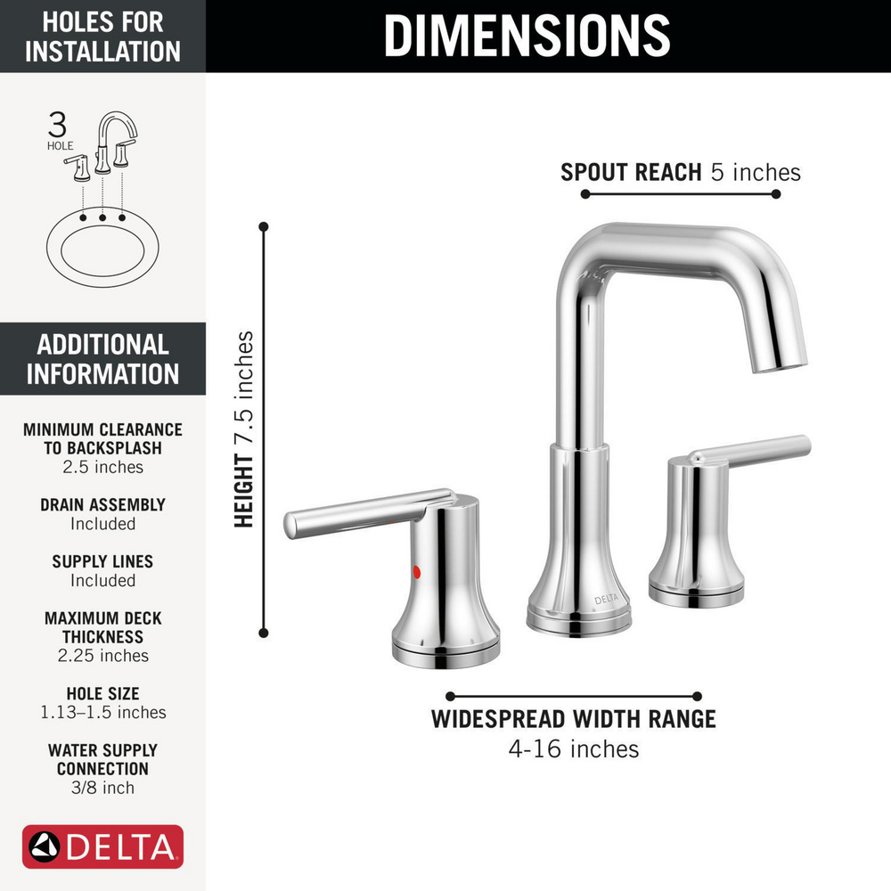 Two Handle Widespread Bathroom Faucet 3554-MPU-DST | Delta Faucet