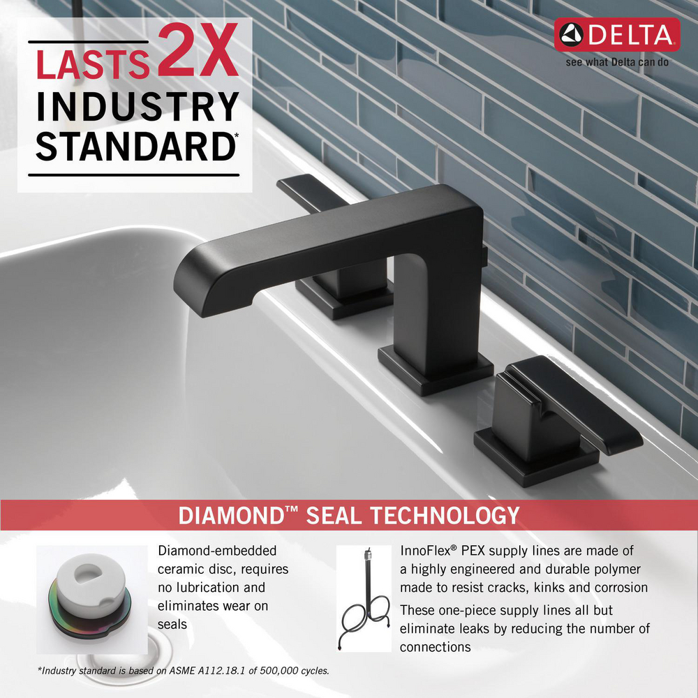 Two Handle Widespread Lavatory - Metal Pop-Up 3567-BLMPU-DST