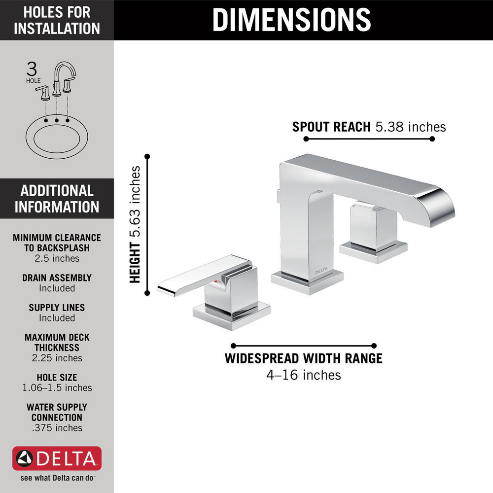 Two Handle Widespread Lavatory - Metal Pop-Up 3567-MPU-DST | Delta