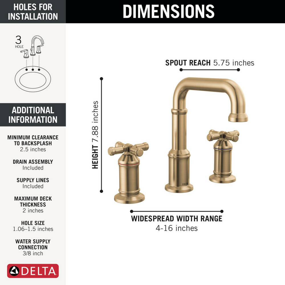 Two Handle Widespread Bathroom Faucet 3587-CZ-PR-DST | Delta Faucet