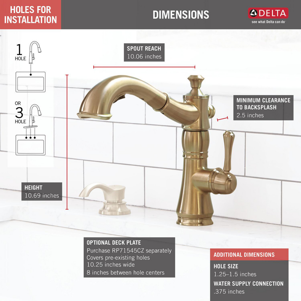 Delta Cassidy Pull-Out Kitchen Faucet - Champagne Bronze 4197-CZ-DST