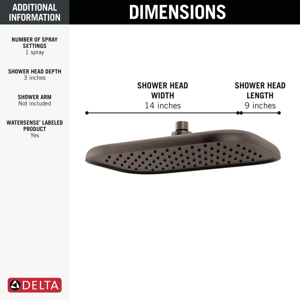 Delta Design Build Single-Setting Raincan Shower Head 52215-RB | Delta Faucet