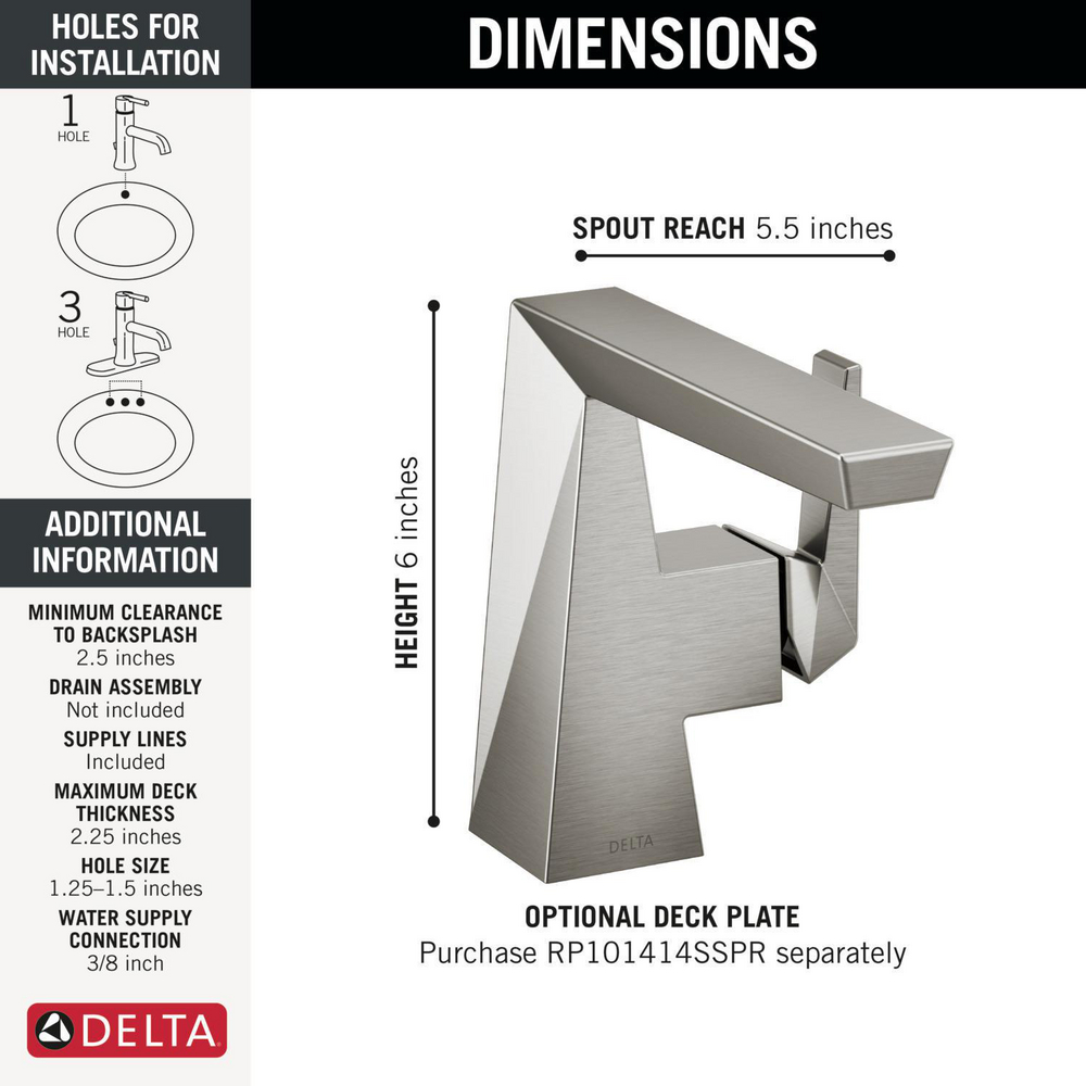 Single Handle Bathroom Faucet 543-SS-PR-LPU-DST | Delta Faucet