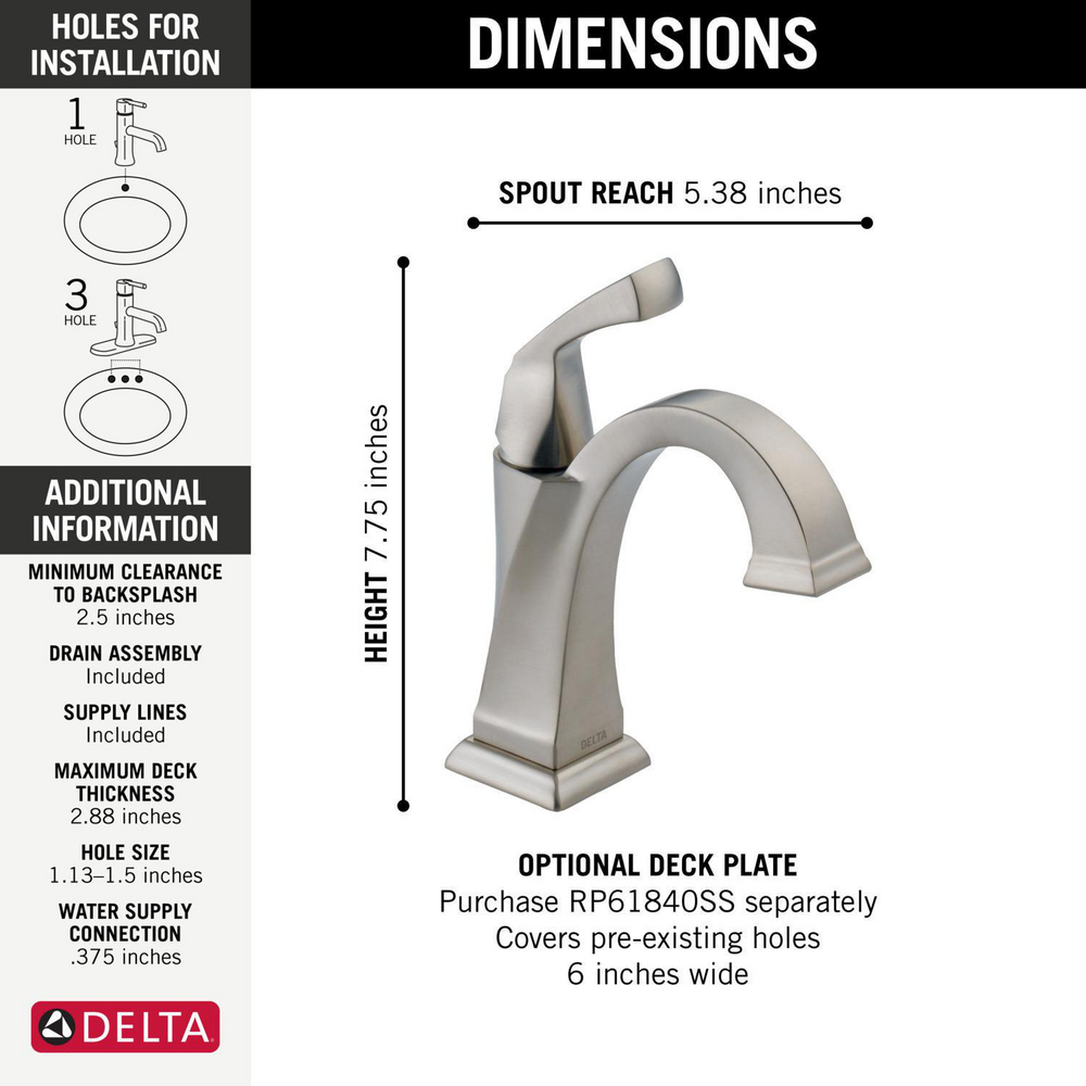 Single Handle Bathroom Faucet 551 Ss Dst Delta Faucet