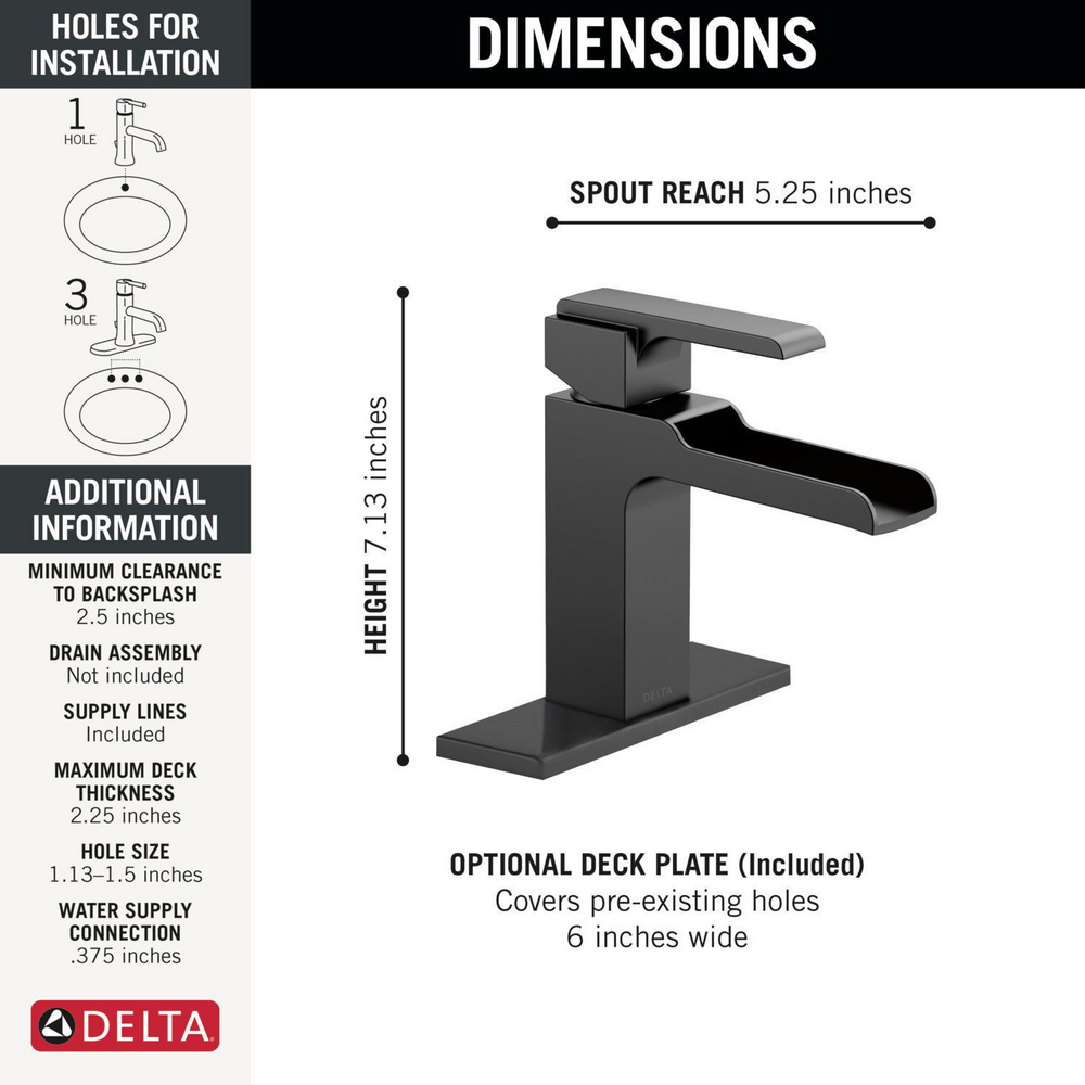 Single Handle Channel Bathroom Faucet 568LF-BLLPU | Delta Faucet