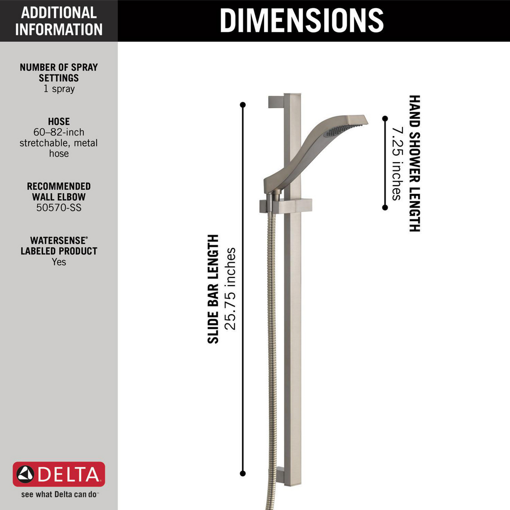 (Stainless) Delta Faucet 51308-SS Universal Showering Components, Slide Bar Hand Shower, Stainless（並行輸入品）　 - 4