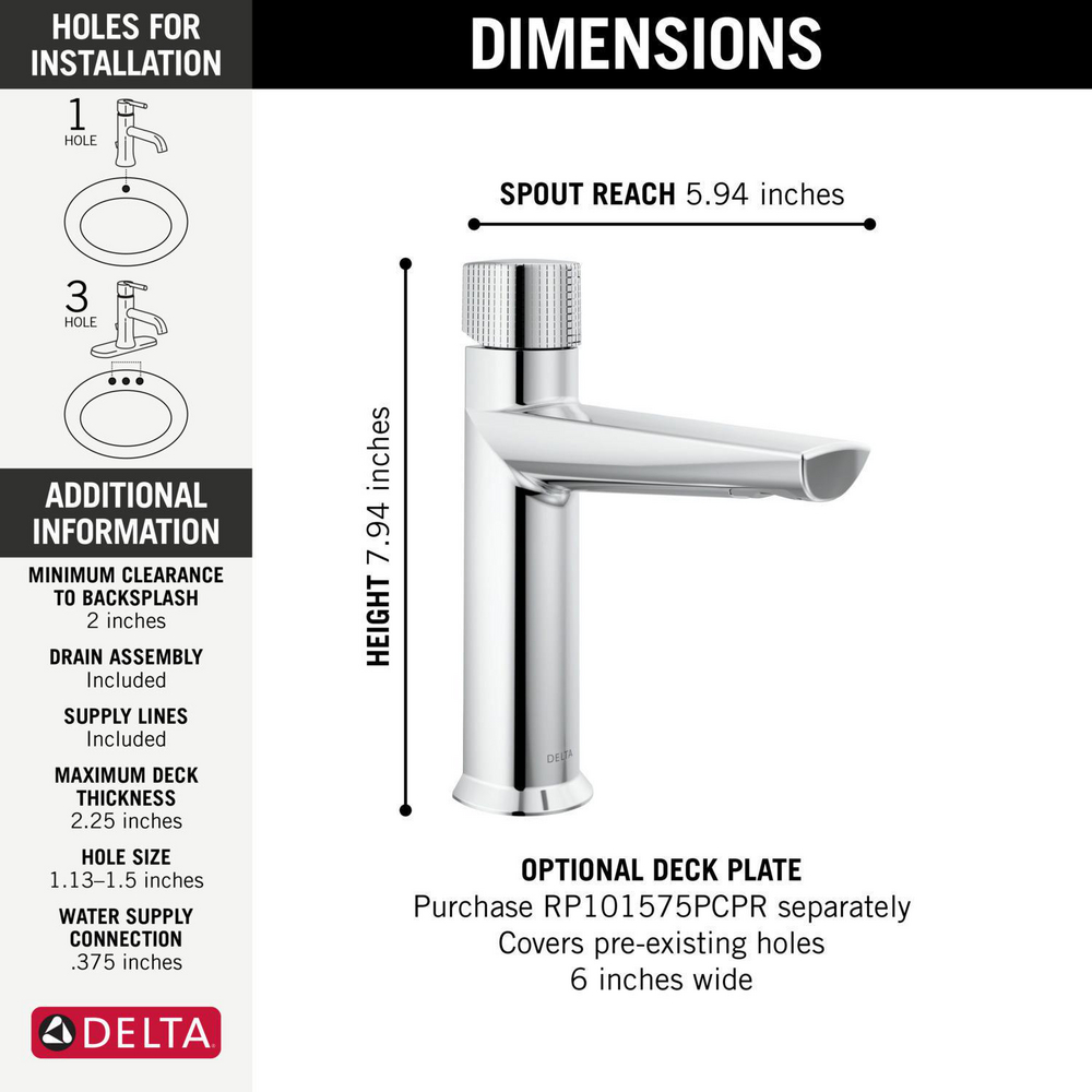 Single Handle Bathroom Faucet 573-PR-MPU-DST | Delta Faucet