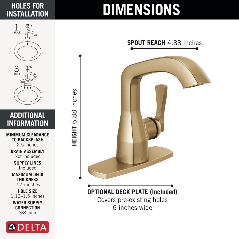 Single Handle Bathroom Faucet 576-CZ-PR-LPU-DST | Delta Faucet