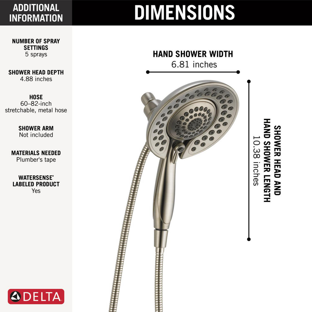 In2ition 5-Setting Two-in-One Shower 58569-SS-PR-PK | Delta Faucet