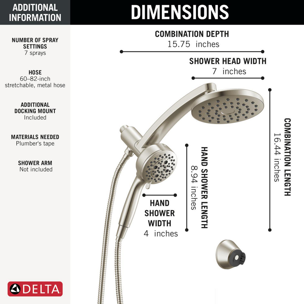 PivotPro 3-in-1 Combination Shower 58600-SS-PR25 | Delta Faucet