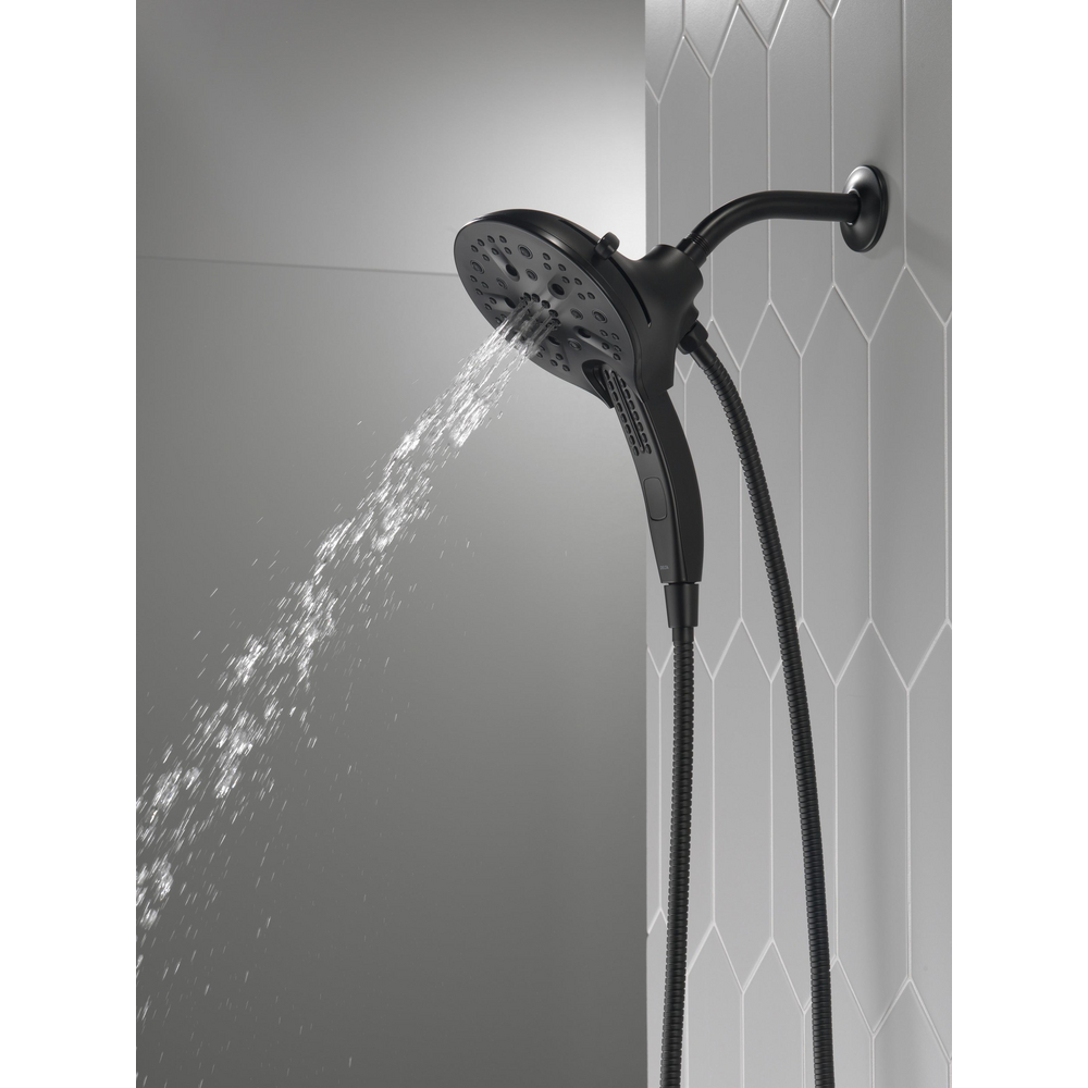 Soffione Doccia Delta Raincan H2Okinetic, 5 Impostazioni, Nero Opaco, Getti In Gomma Touch-clean