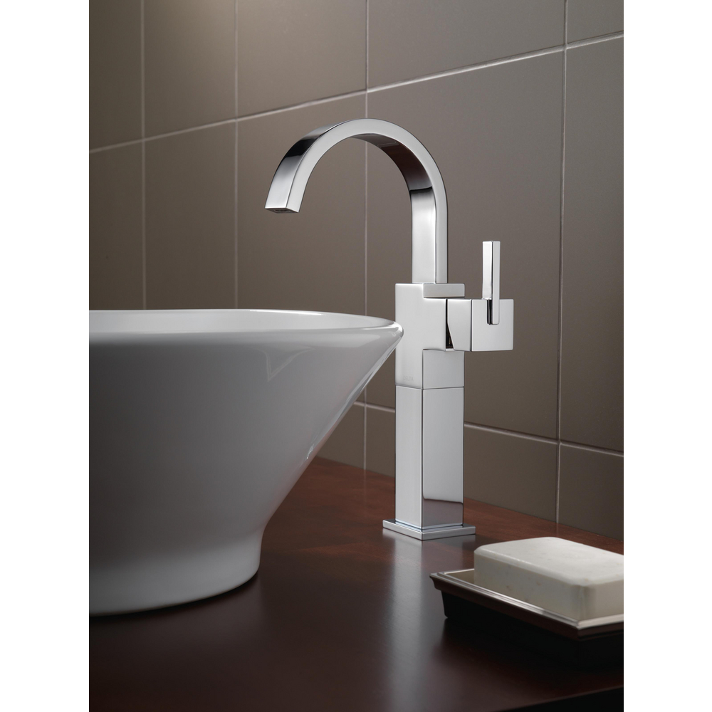 Single Handle Centerset Lavatory Faucet with Riser - Less Pop-Up