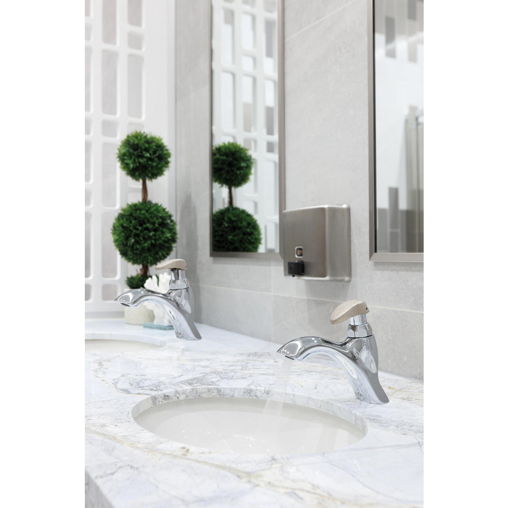 Commercial Metering Single Handle Bathroom Sink Faucet in Brushed Nickel Brass