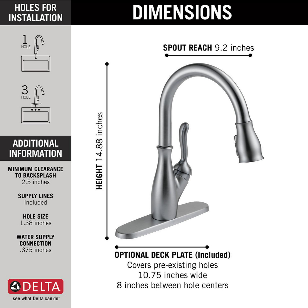 Single Handle PullDown Kitchen Faucet 9178ARDST Delta Faucet