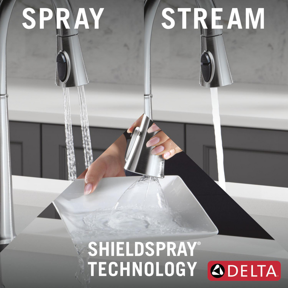 Emmeline Touchless Kitchen Pulldown AR 9182TL-AR-PR-DST | Delta Faucet