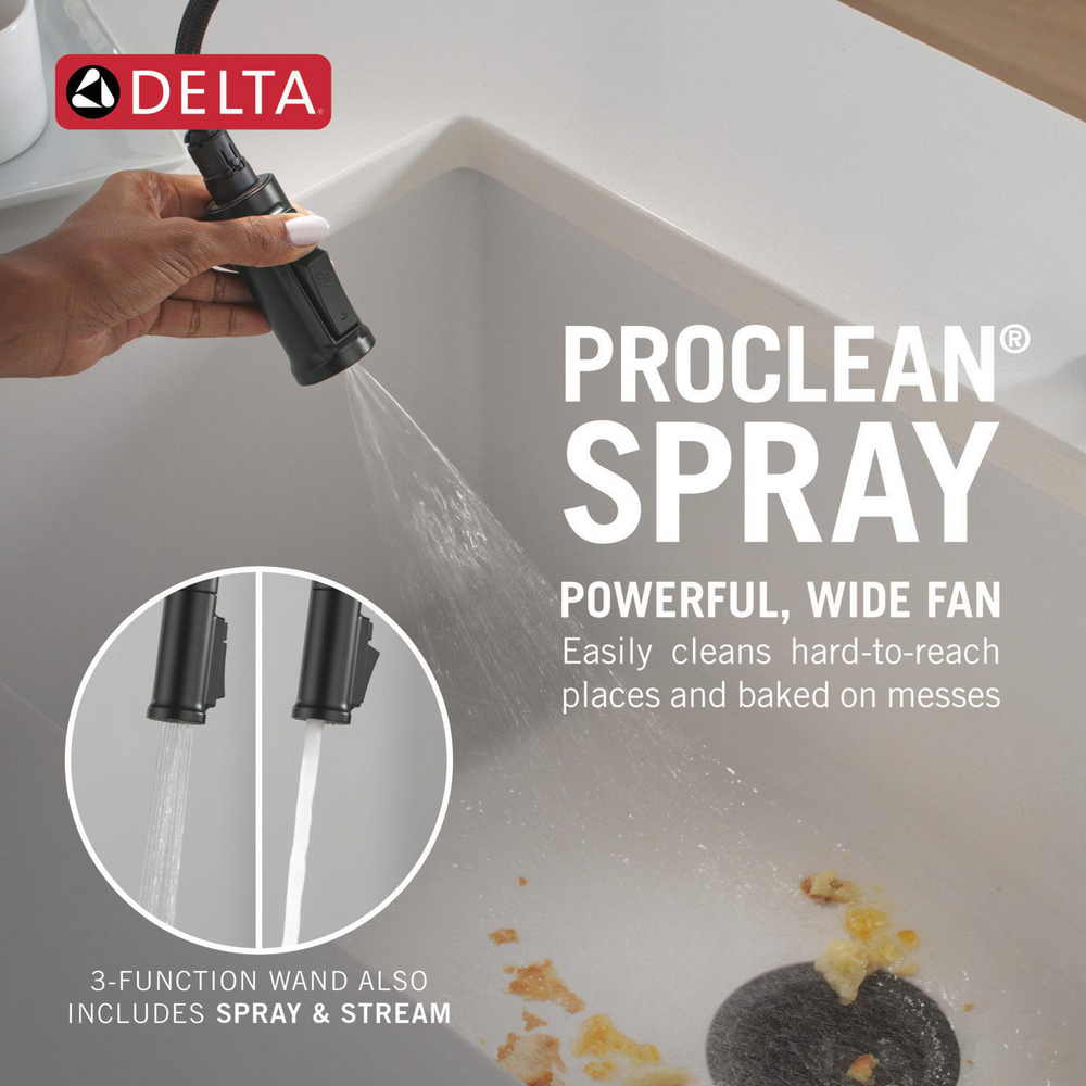Cordova-Kitchen Pulldown Faucet Arc Spout 9185-BL-DST | Delta Faucet
