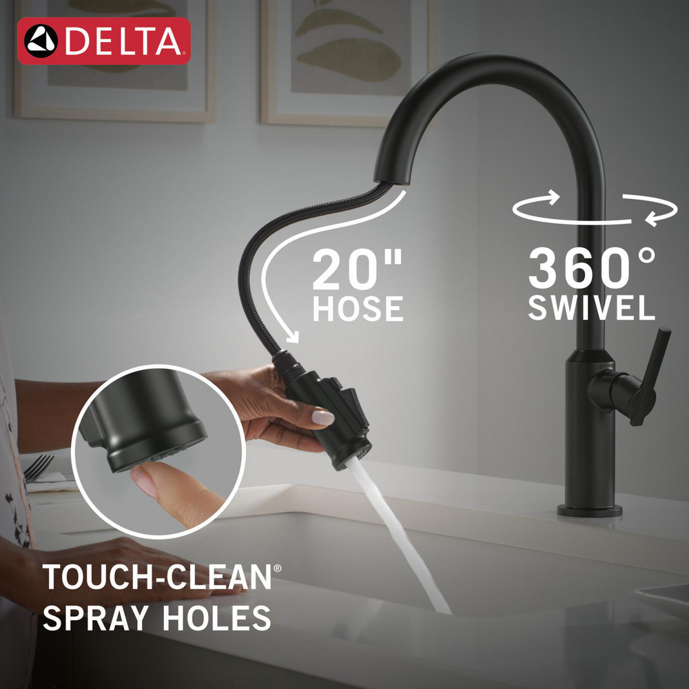 Cordova-Kitchen Pulldown Faucet Arc Spout 9185-BL-DST | Delta Faucet