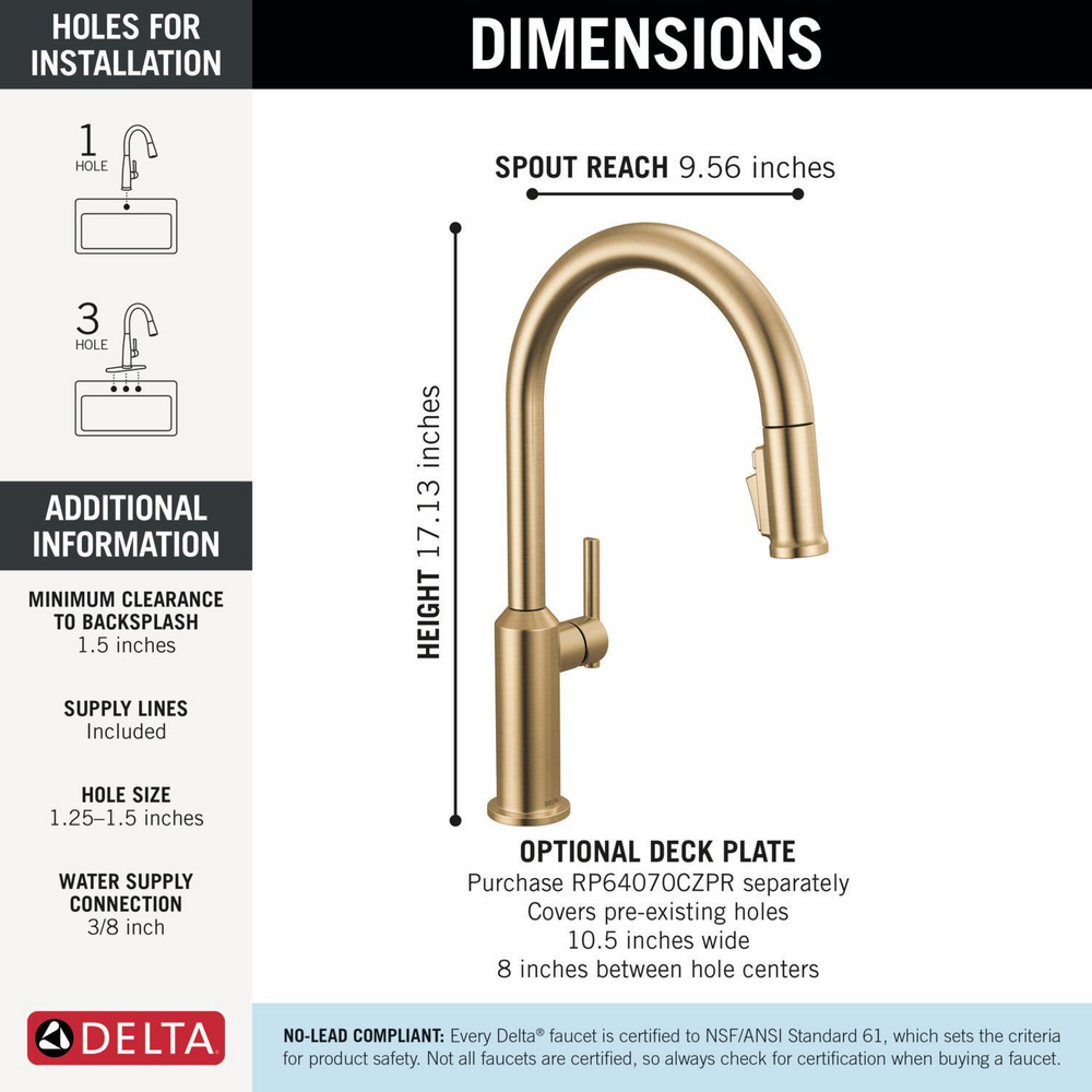 Cordova-Kitchen Pulldown Faucet Arc Spout 9185-CZ-PR-DST | Delta