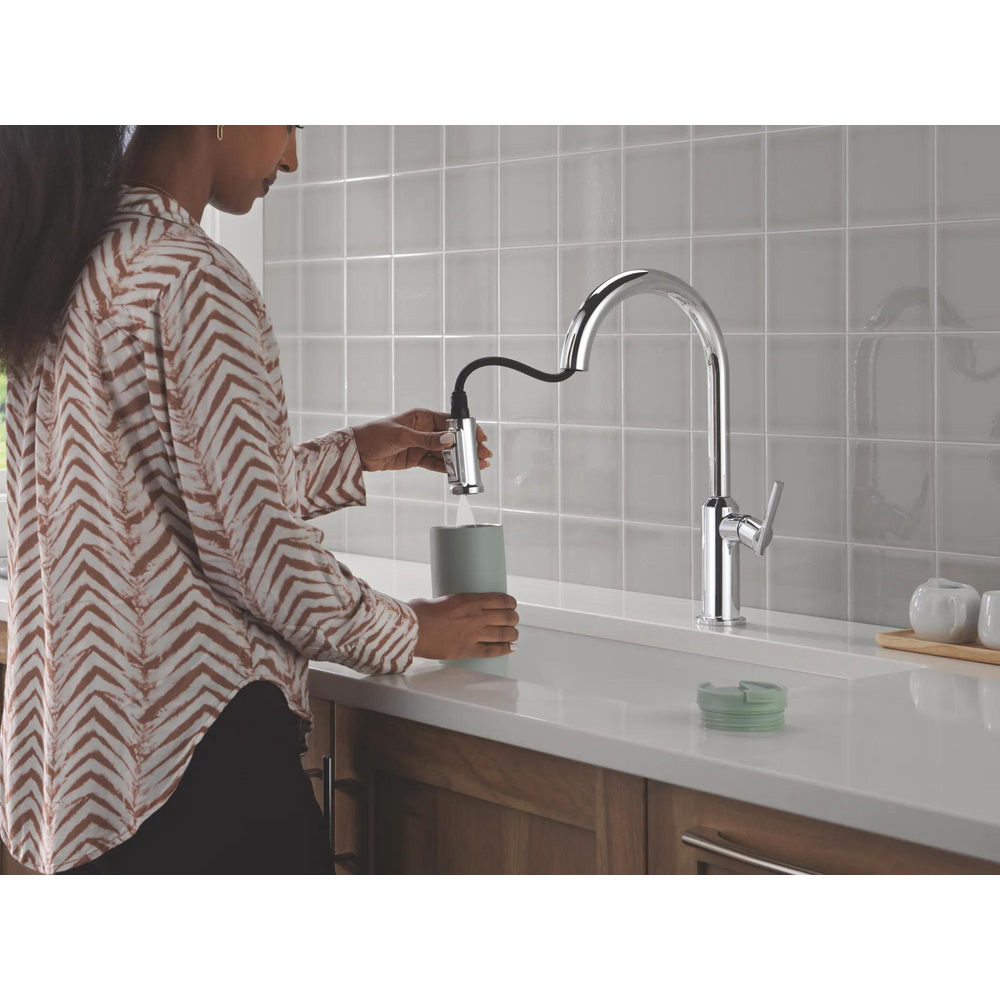 Cordova-Kitchen Pulldown Faucet Arc Spout 9185-PR-DST | Delta Faucet