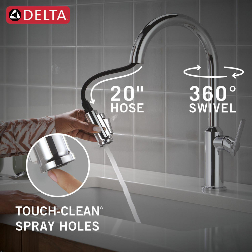 Cordova-Kitchen Pulldown Faucet Arc Spout 9185-PR-DST | Delta Faucet