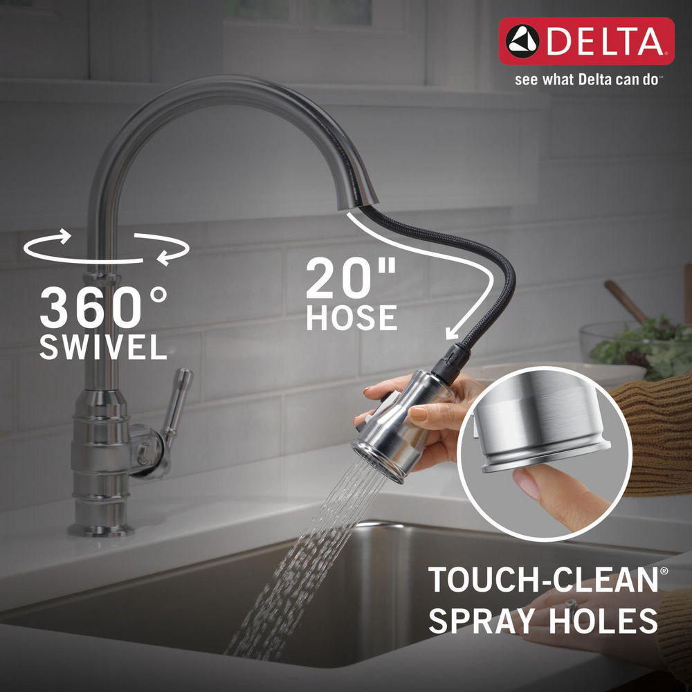 Single Handle Pull-Down Kitchen Faucet 9190-AR-DST | Delta Faucet