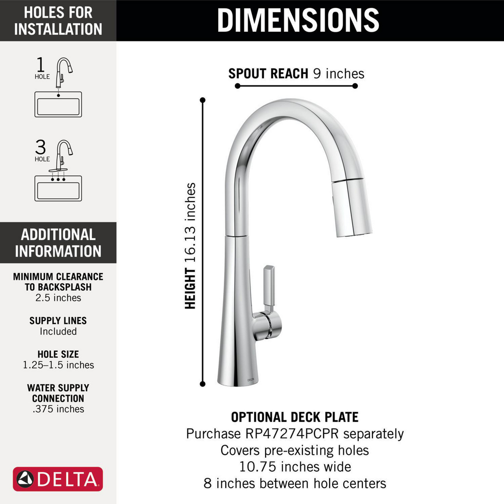 Single Handle Pull Down Kitchen Faucet 9191PRDST Delta Faucet