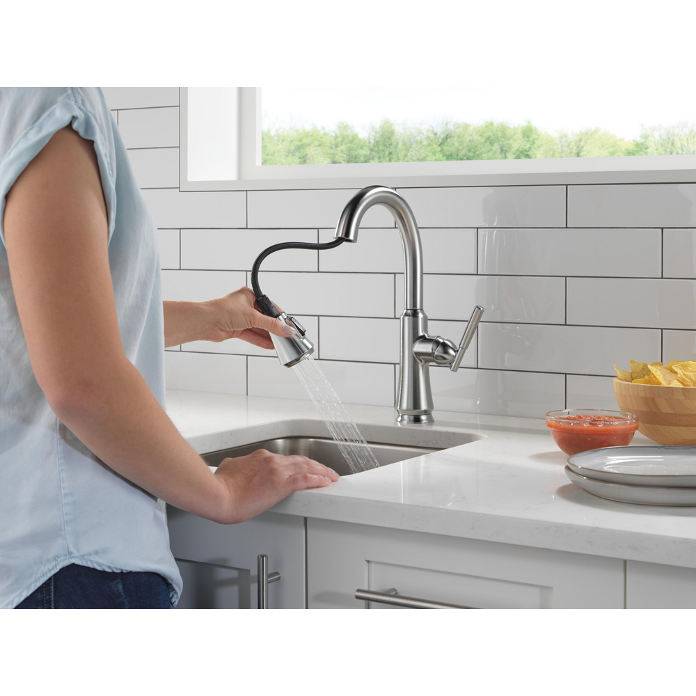 Single Handle Pull Down Bar/Prep Faucet 9979-AR-DST | Delta Faucet