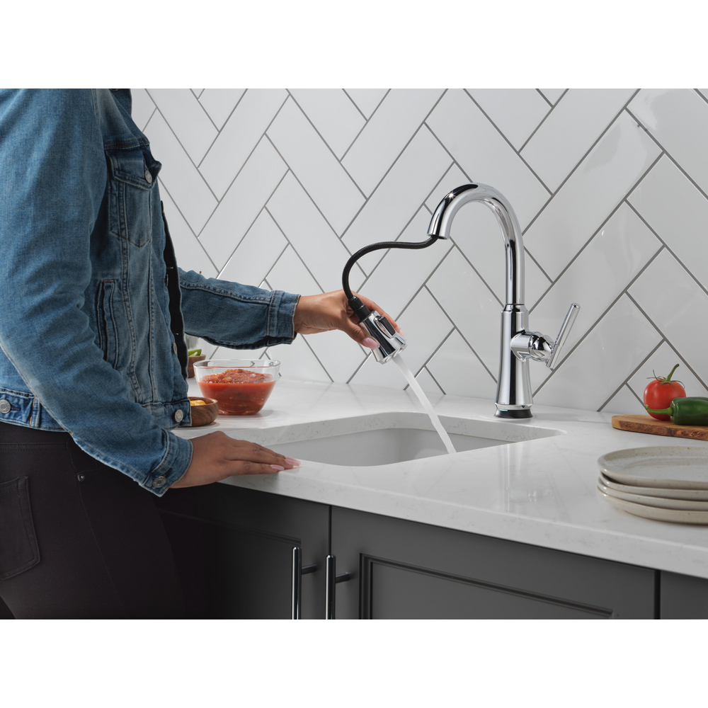 Coranto Pulldown Touchless Kitchen Bar Faucet Chrome 9979TL-DST | Delta ...