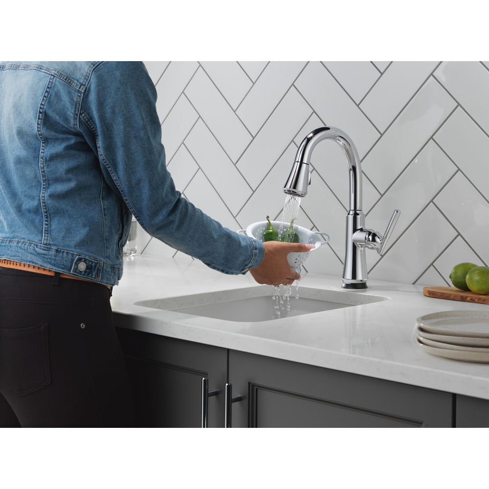 Coranto Pulldown Touchless Kitchen Bar Faucet Chrome 9979TL-DST | Delta ...