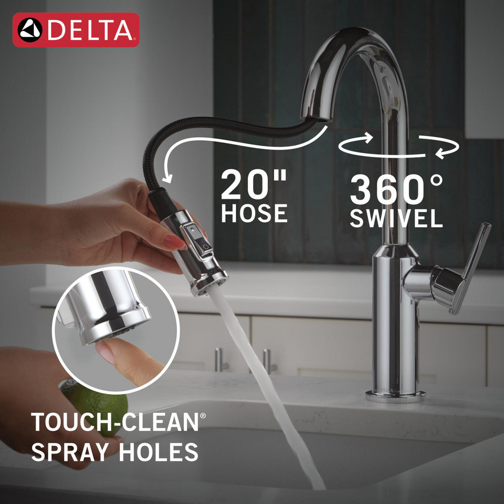 Cordova-Bar/Prep Pulldown Faucet Arc Spout 9985-PR-DST | Delta Faucet