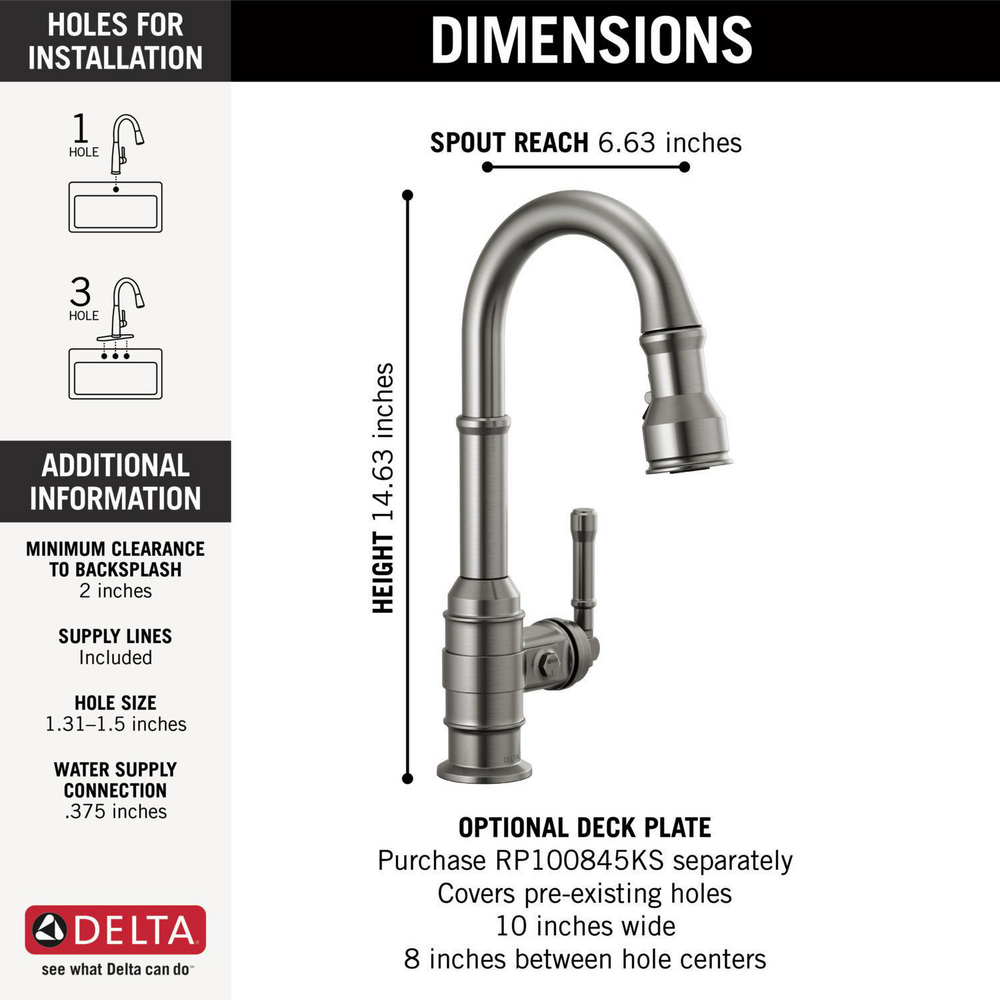 Pull-Down Bar/Prep Faucet 1L 9990-KS-DST | Delta Faucet