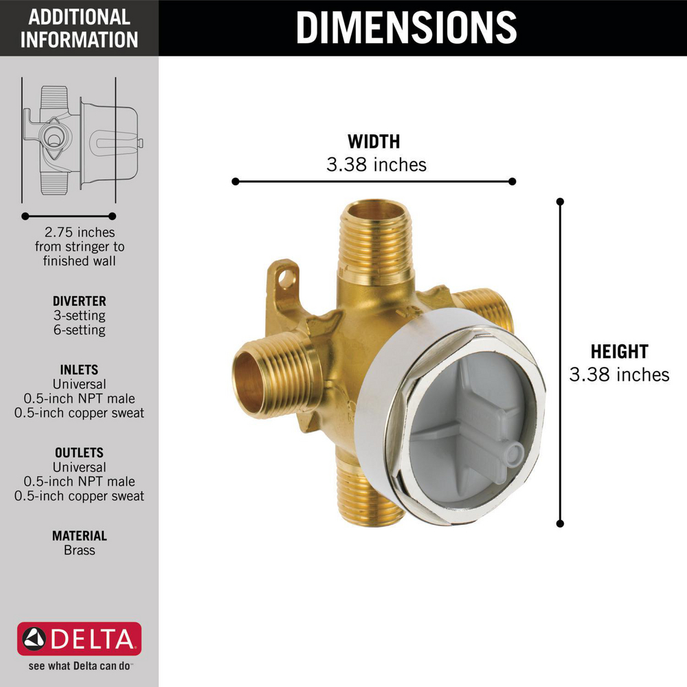 3/6 Setting Diverter Rough R11000 Delta Faucet